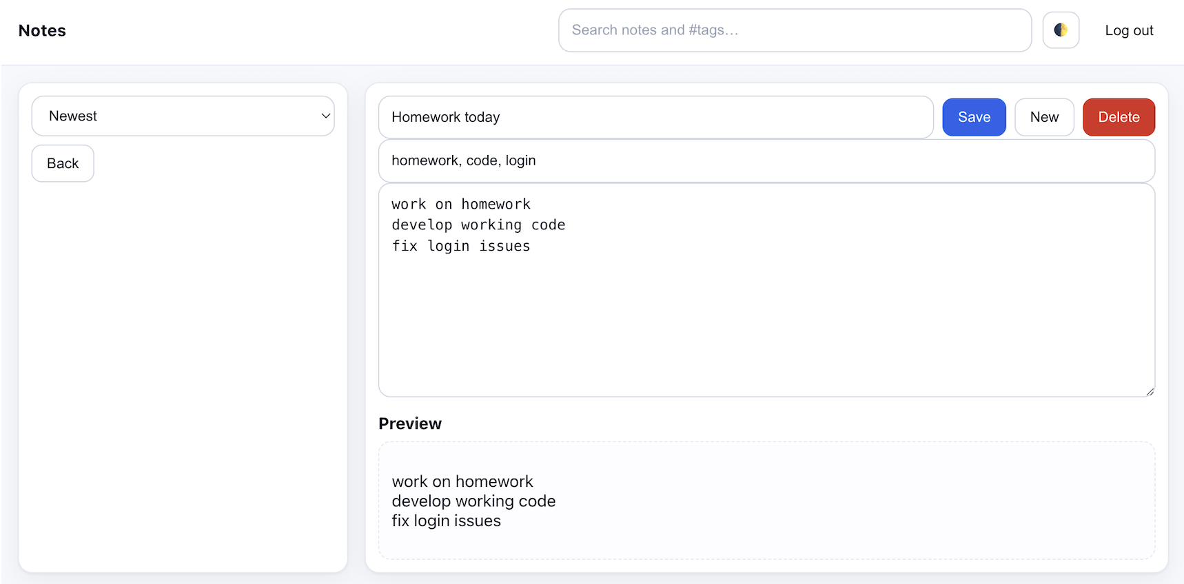 Nimbus Notes editor screenshot
